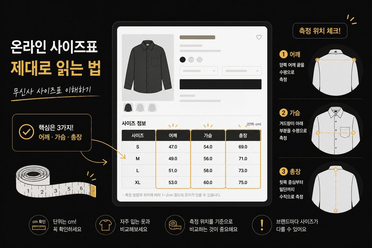 무신사 실측표 읽는 법